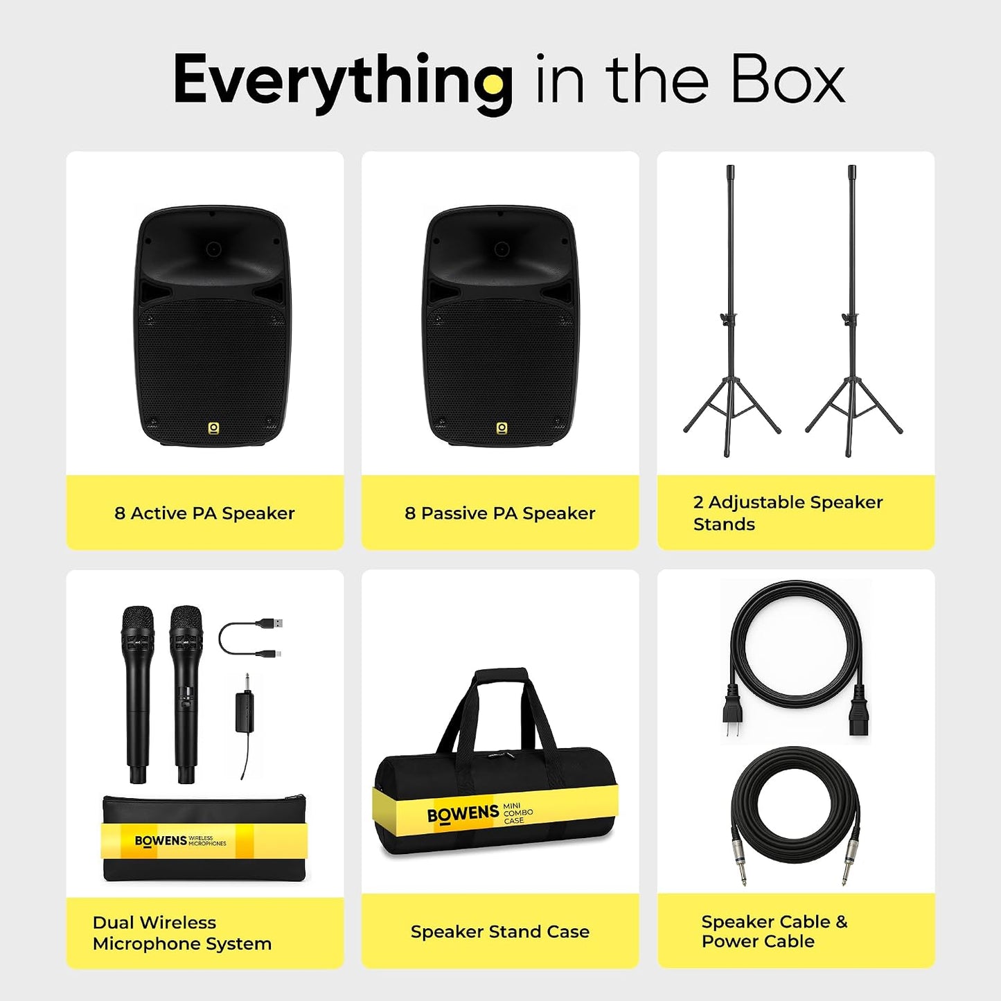 Bowens Sistema PA dual de 8 pulgadas y 400 W - Altavoces portátiles...