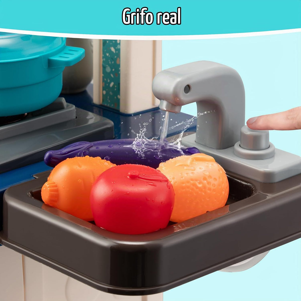 Juego de cocina para niños, estufa de cocina, fregadero, horno, luc...