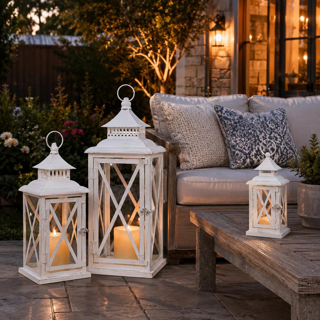 3 faroles decorativos (20 y 13 y 9 pulgadas) para interiores y exte...