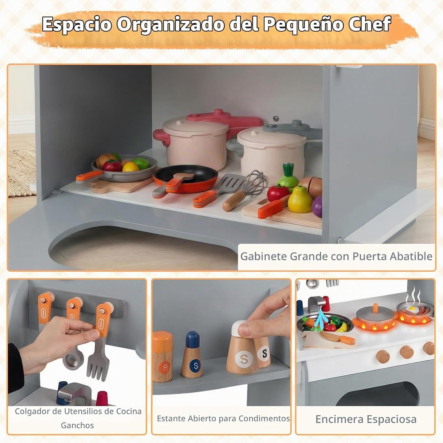 Costzon Juego de cocina para niños, juguete de madera con grifo de...