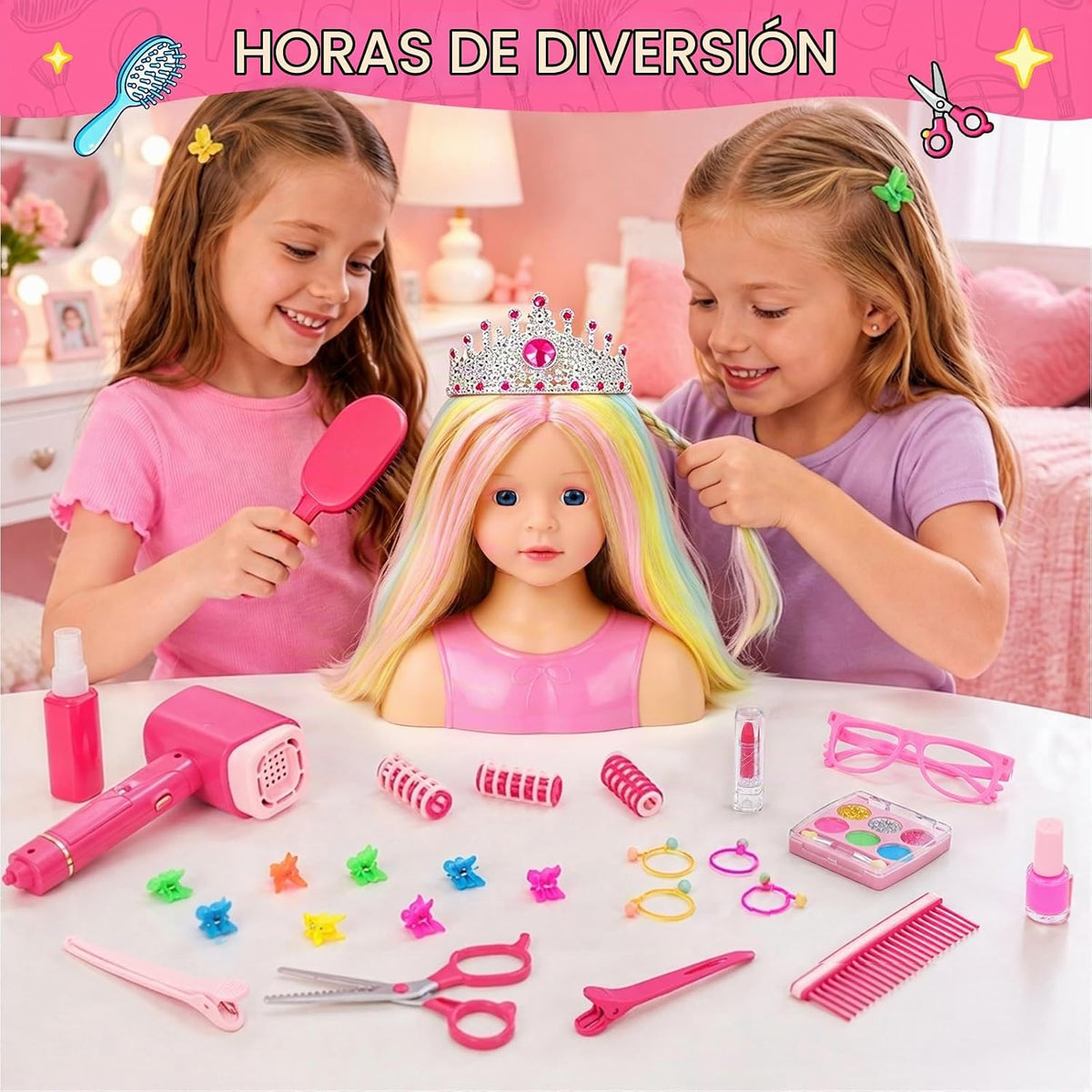 Cabeza de muñeca para maquillaje de peinado, juego de simulación, j...