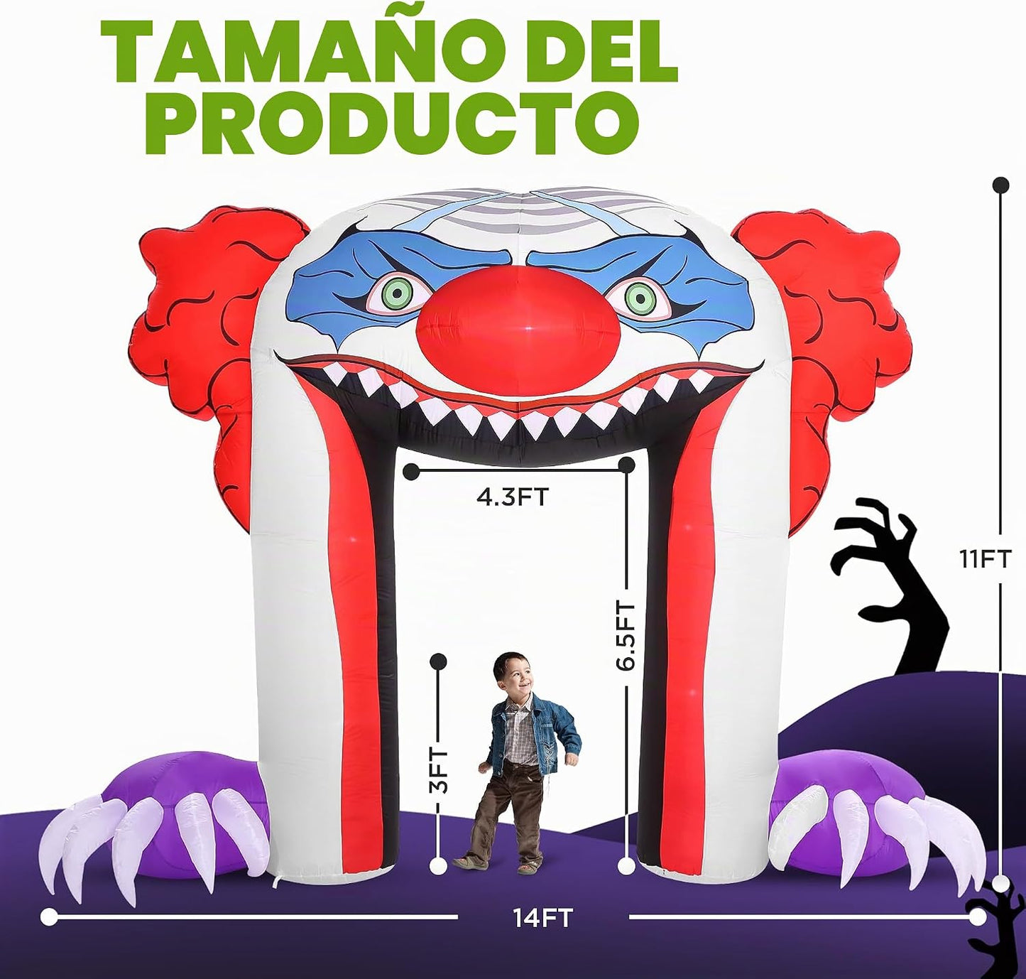ZPISF - Inflables de Halloween gigantes de 11 pies con arco de paya...