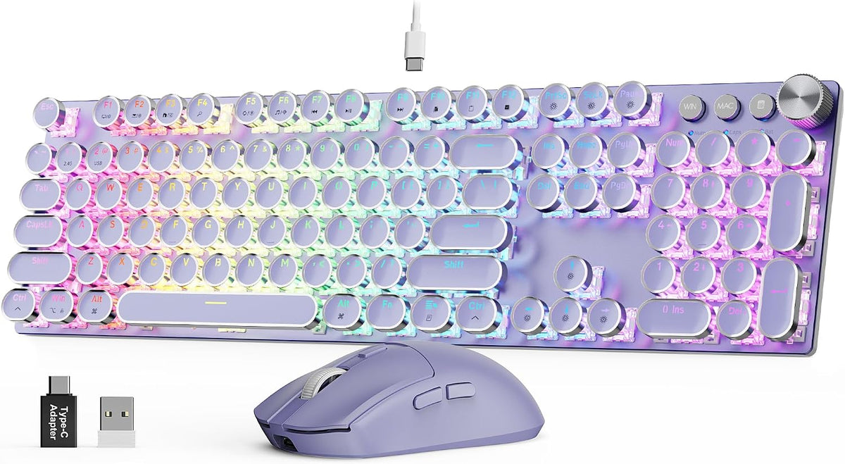 Sablute Combo de teclado mecánico inalámbrico y ratón, retroilumina...