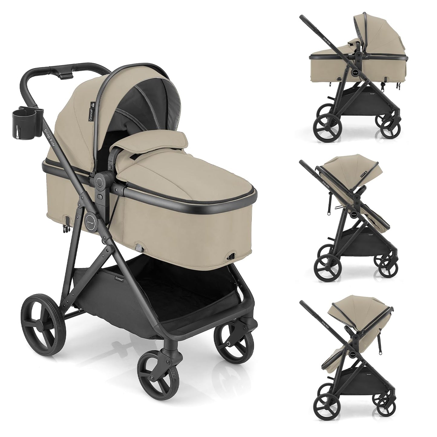 Gromast Cochecito de bebé 3 en 1, cochecito convertible para recién...