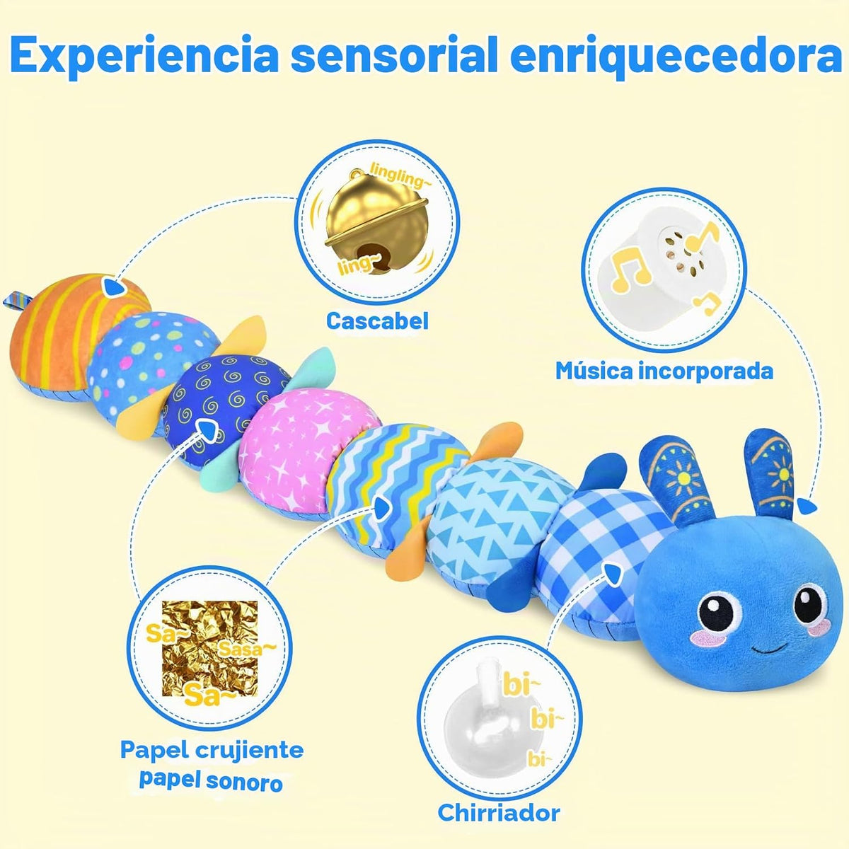 Juguetes sensoriales de oruga para bebés de 0 a 6 a 12 meses | Jugu...