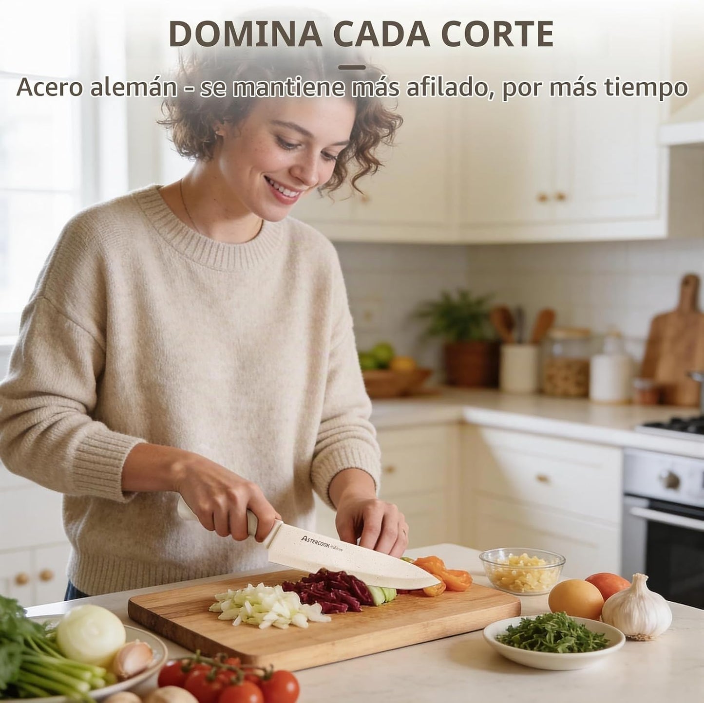 Astercook - Juego de cuchillos de cocina de 15 piezas con bloque de...