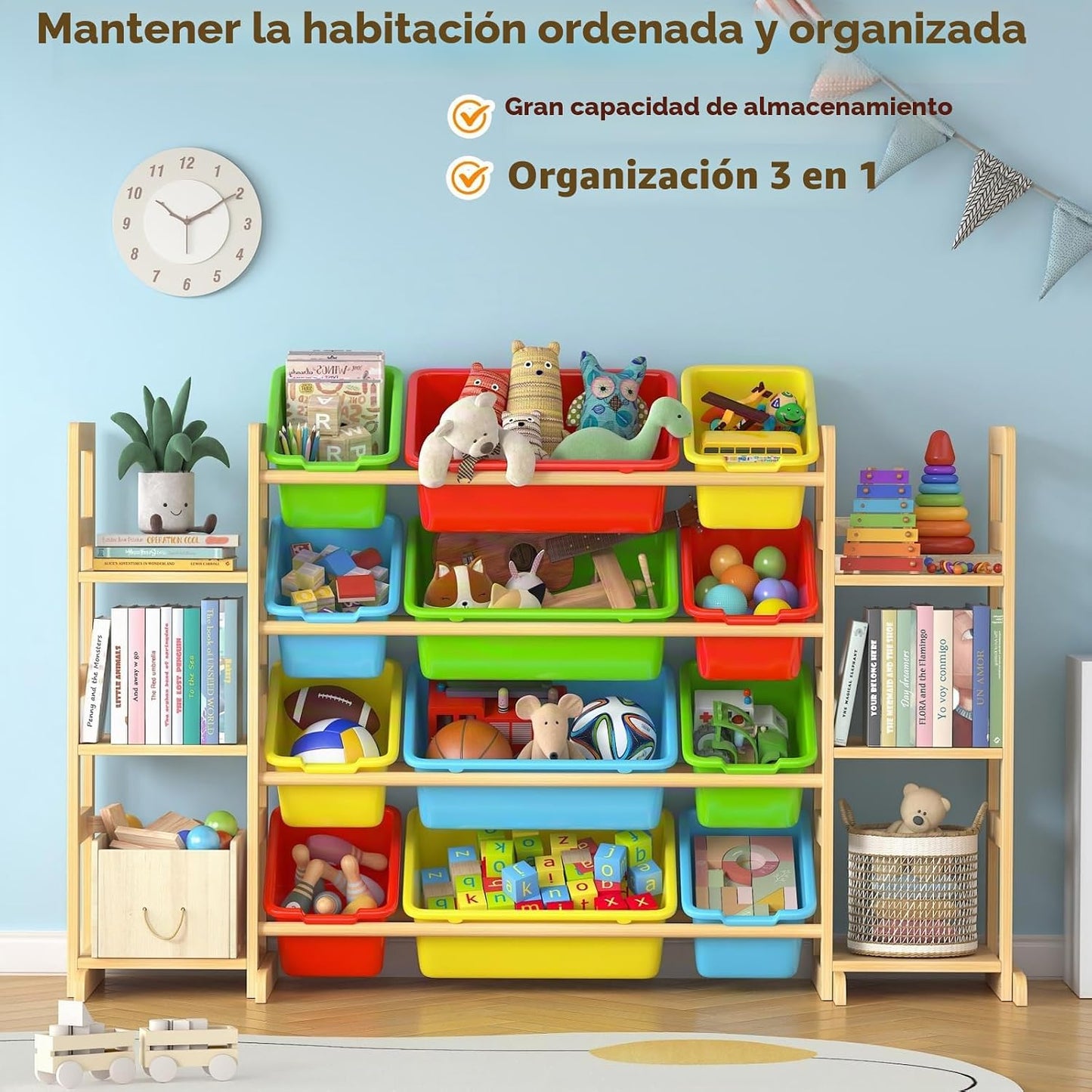 Ratulie Organizador grande de almacenamiento de juguetes para niños...