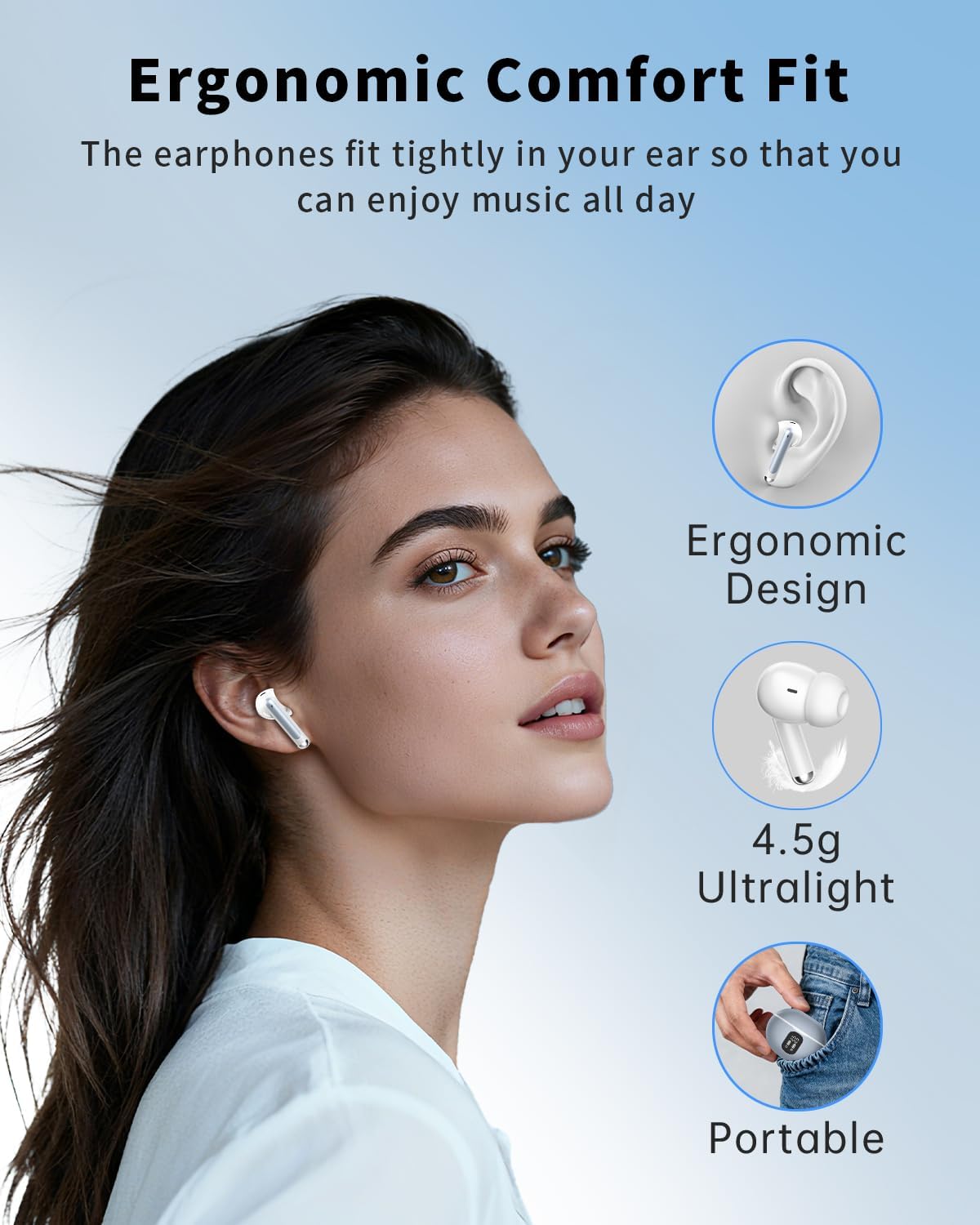 Auriculares inalámbricos, Bluetooth 5.4 auriculares estéreo con gra...