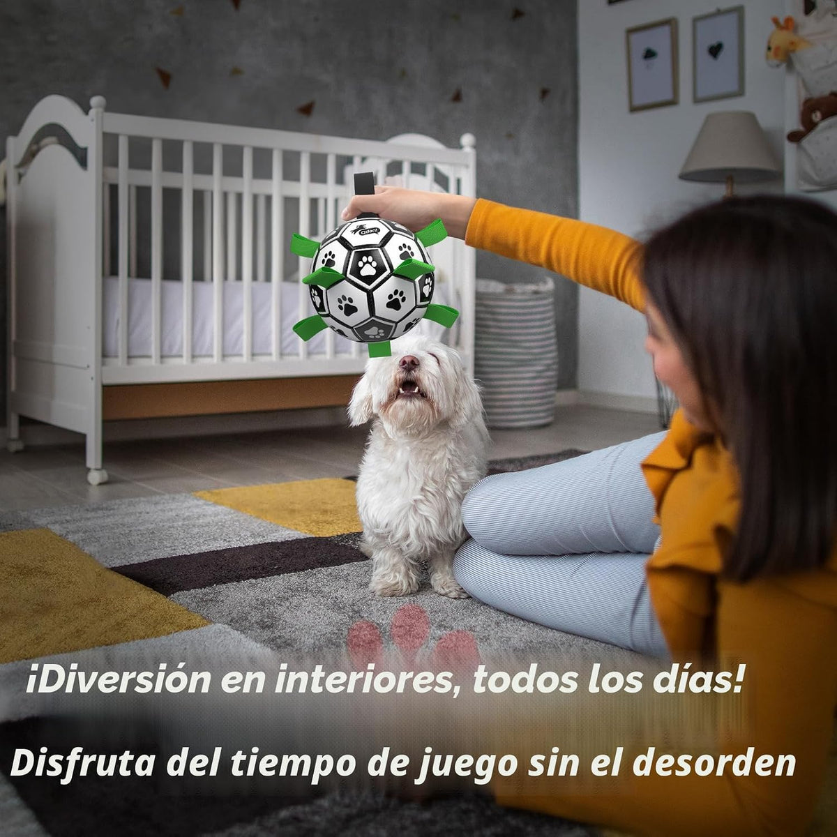 QDAN Dog Toys - Pelotas de fútbol para perros de 6 pulgadas con cor...