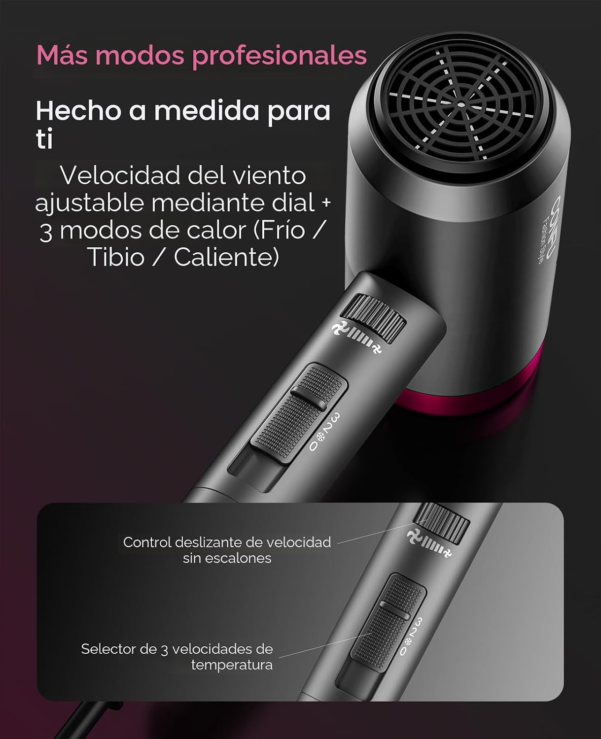 CONFU Secador de pelo iónico de 1600 W, portátil, ligero, de secado...