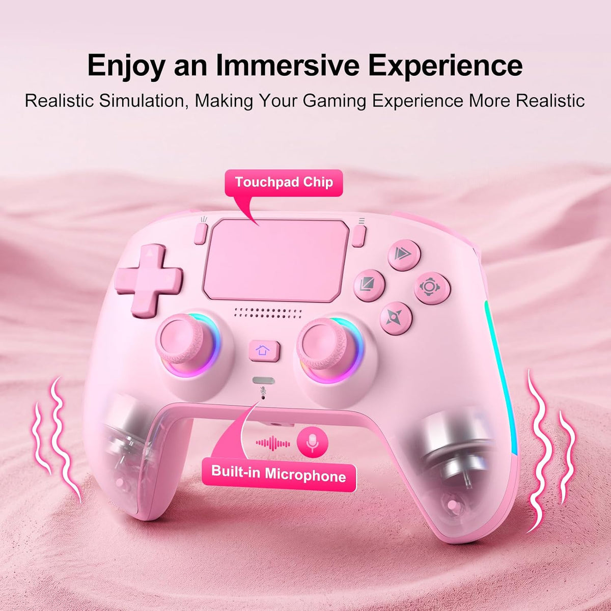 SIMGAL Controlador Inalámbrico para PS5\/PC, RGB\/1000mAh\/Turbo\/V...