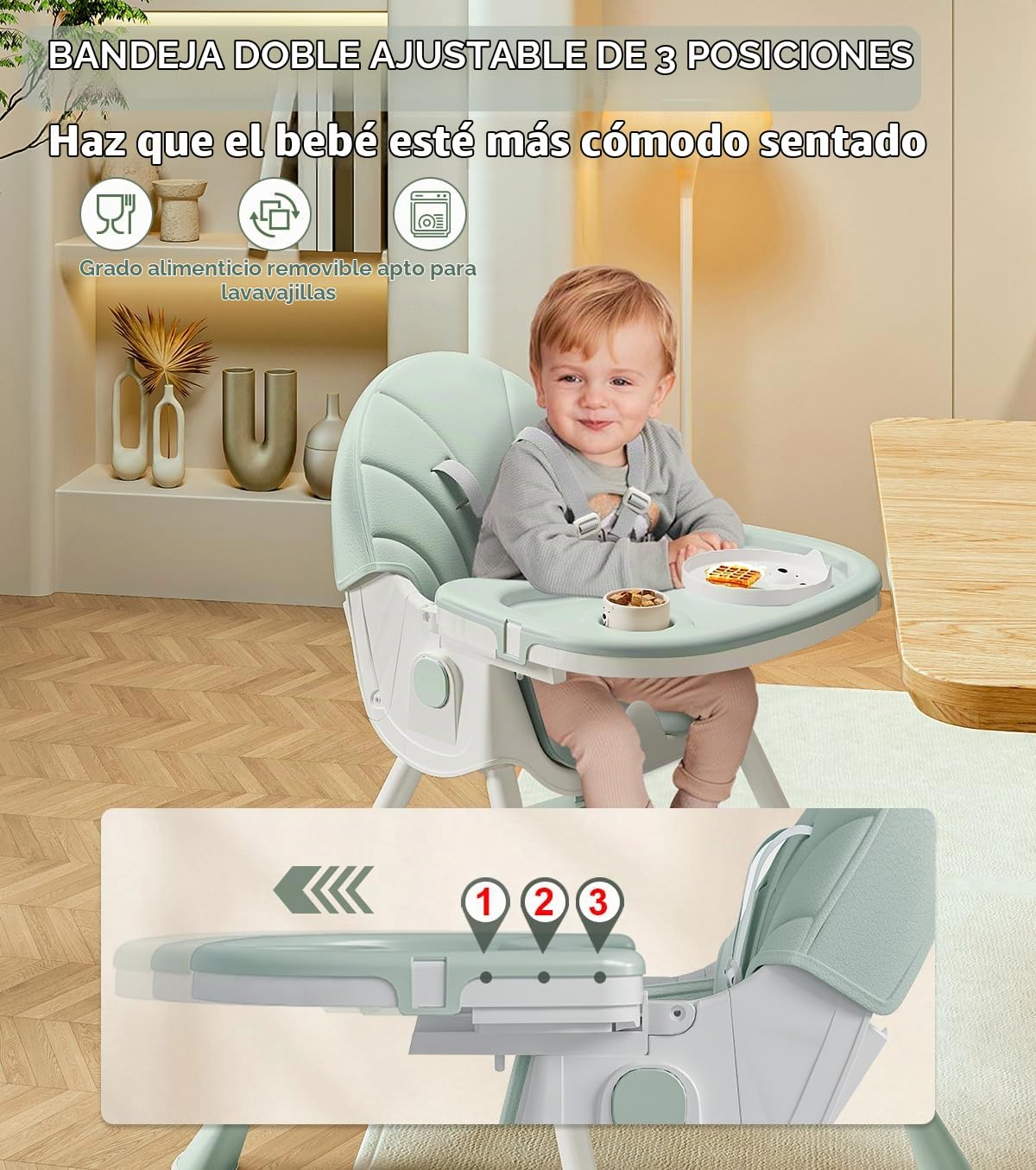 Silla alta para bebé, sillas altas 5 en 1 para bebés y niños pequeñ...