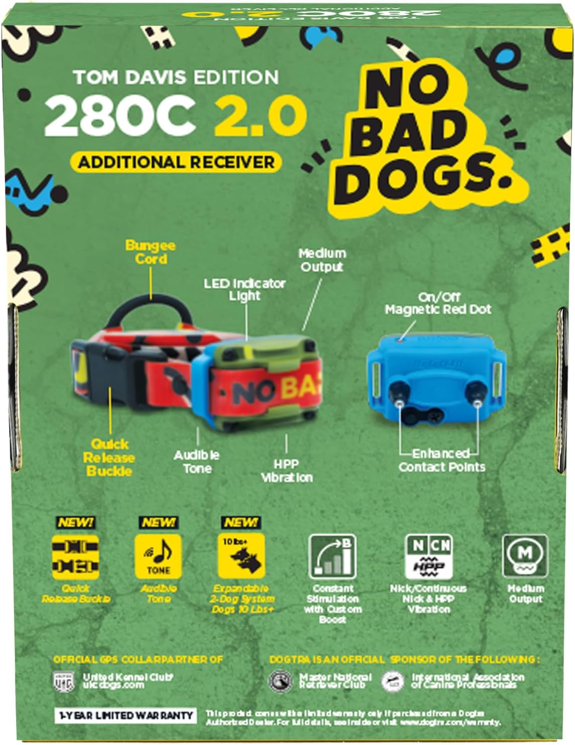 Dogtra Tom Davis 280C 2.0 Solo Receptor, Collar Add-a-Dog para Cont...