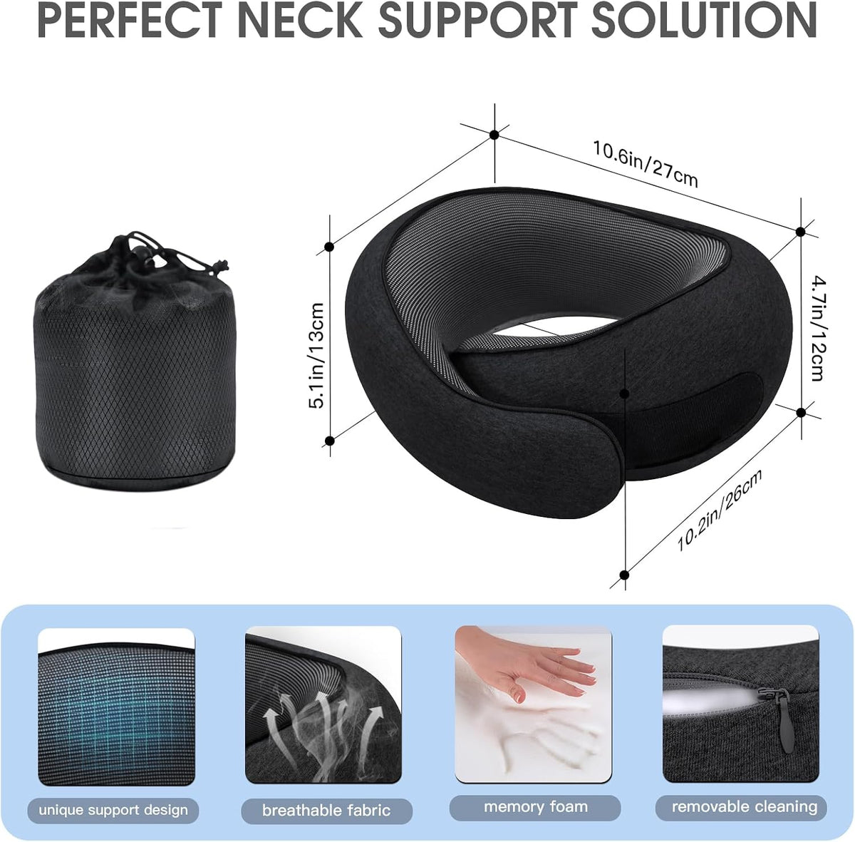 Dujuanus Almohadas de viaje para el cuello para aviones, almohada c...