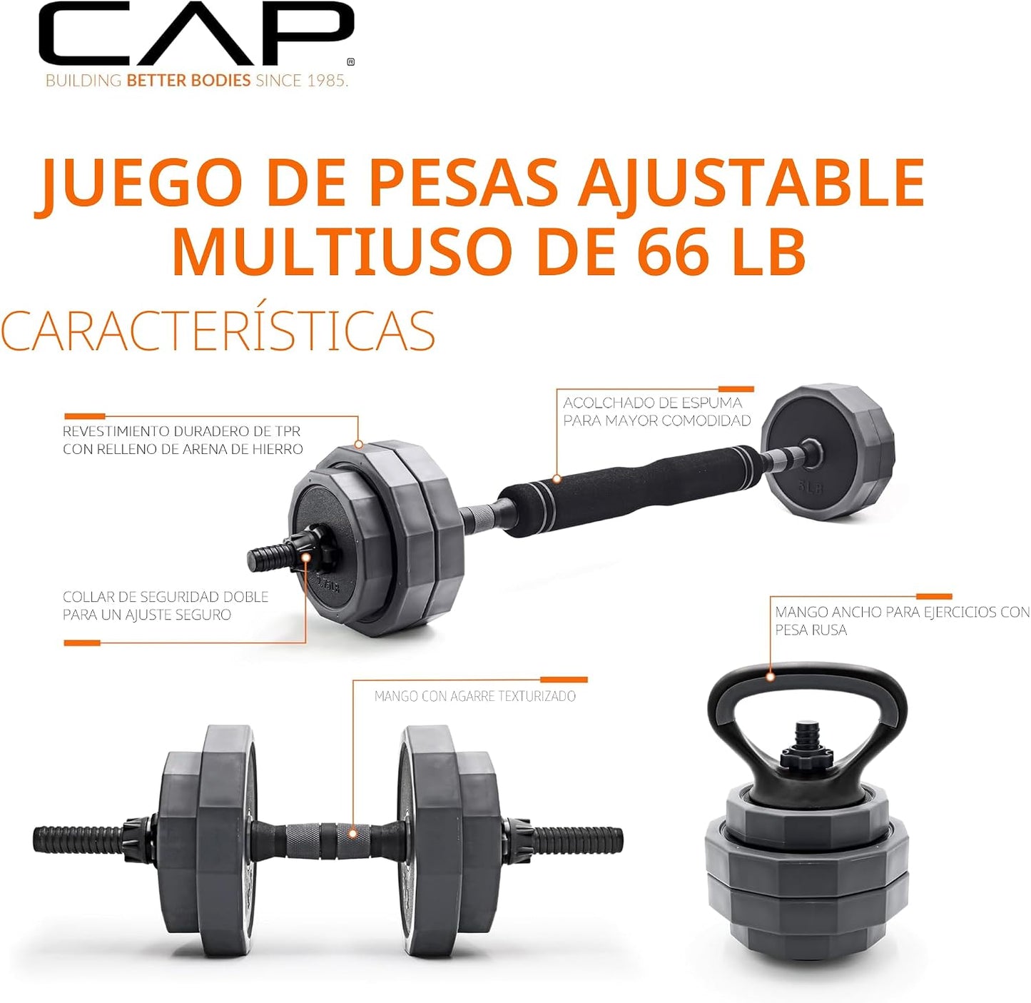 CAP Barbell Juego de Pesas Ajustables Multiusos - Mancuerna Versáti...