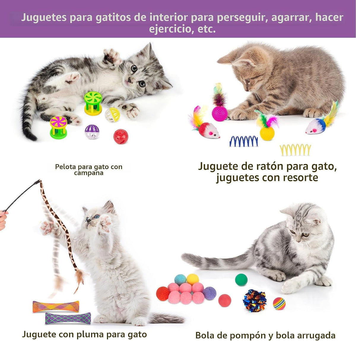 Retro Shaw 33 Piezas Juguetes para Gatos con Túneles, Juguetes Inte...