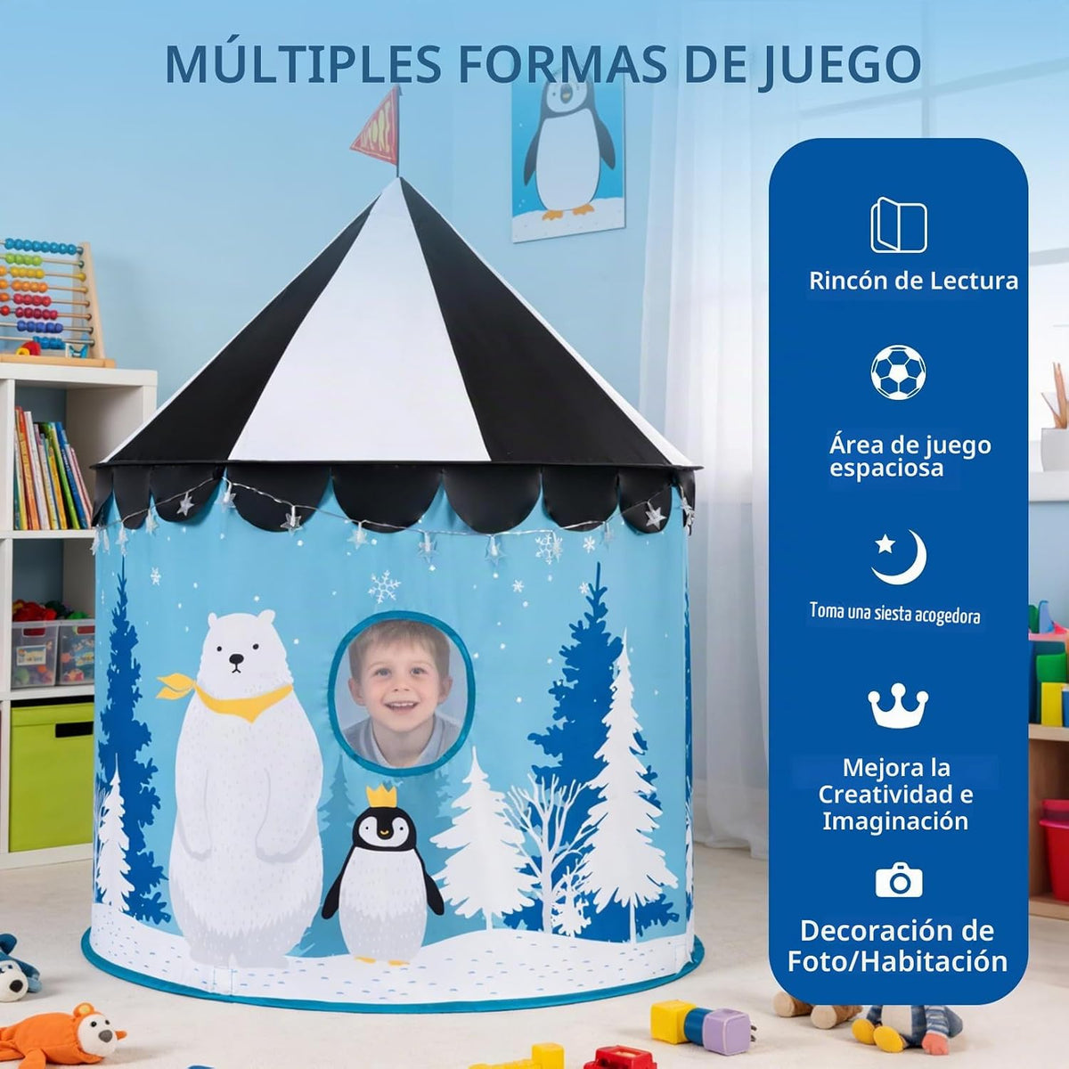 ROIWUIE Tienda de campaña para niños pequeños y niñas de 3 a 8 años...