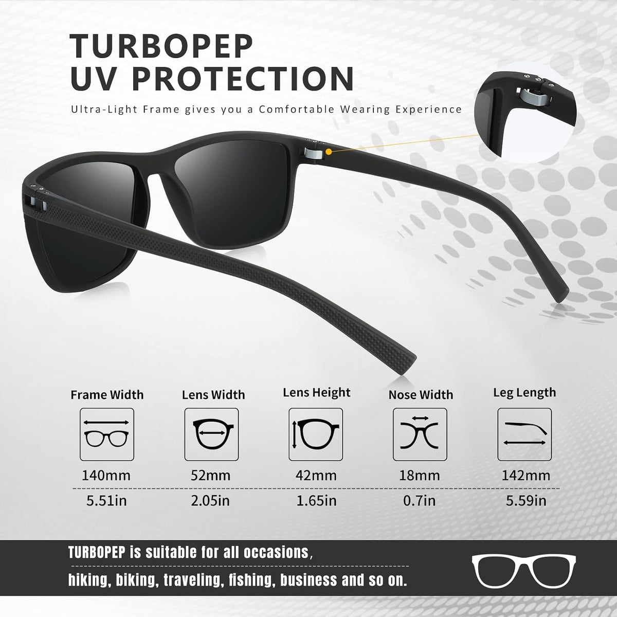 TURBOPEP Gafas de sol polarizadas cuadradas para hombres y mujeres...