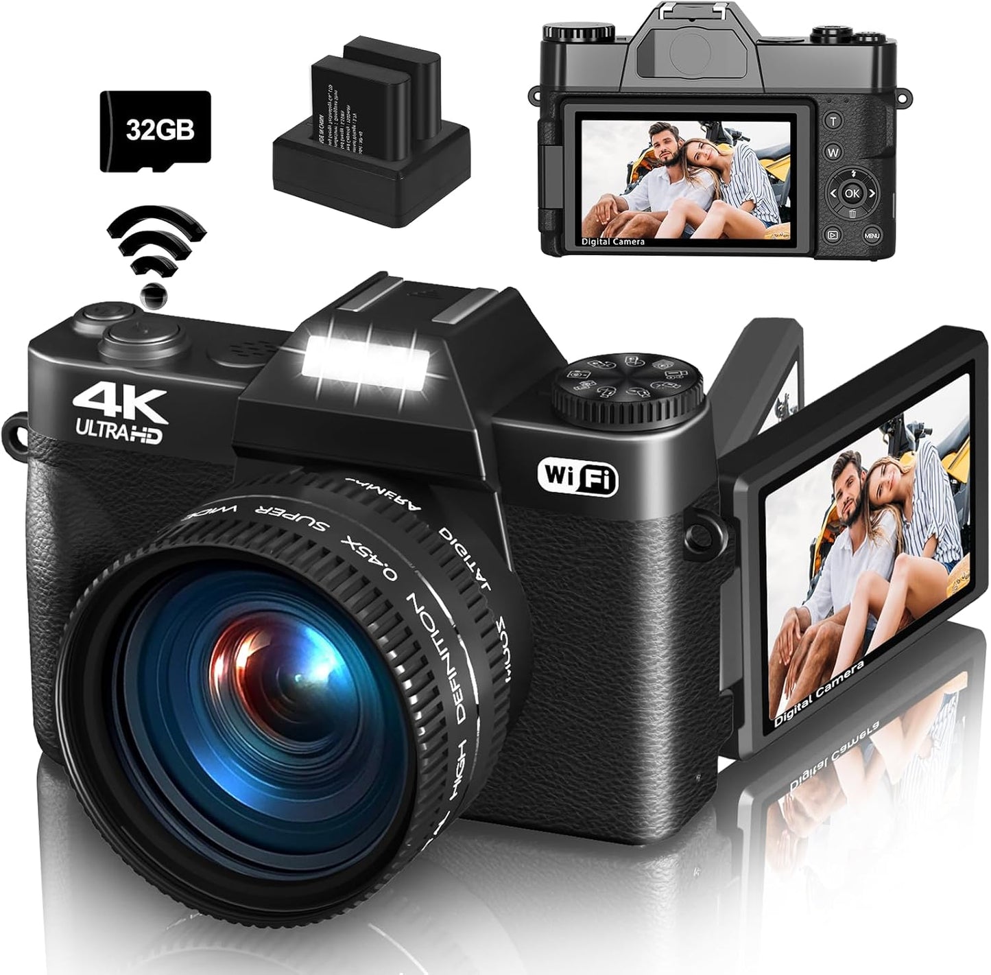 Cámara digital 4K para fotografía y videoblogs, cámara de 56 megapí...