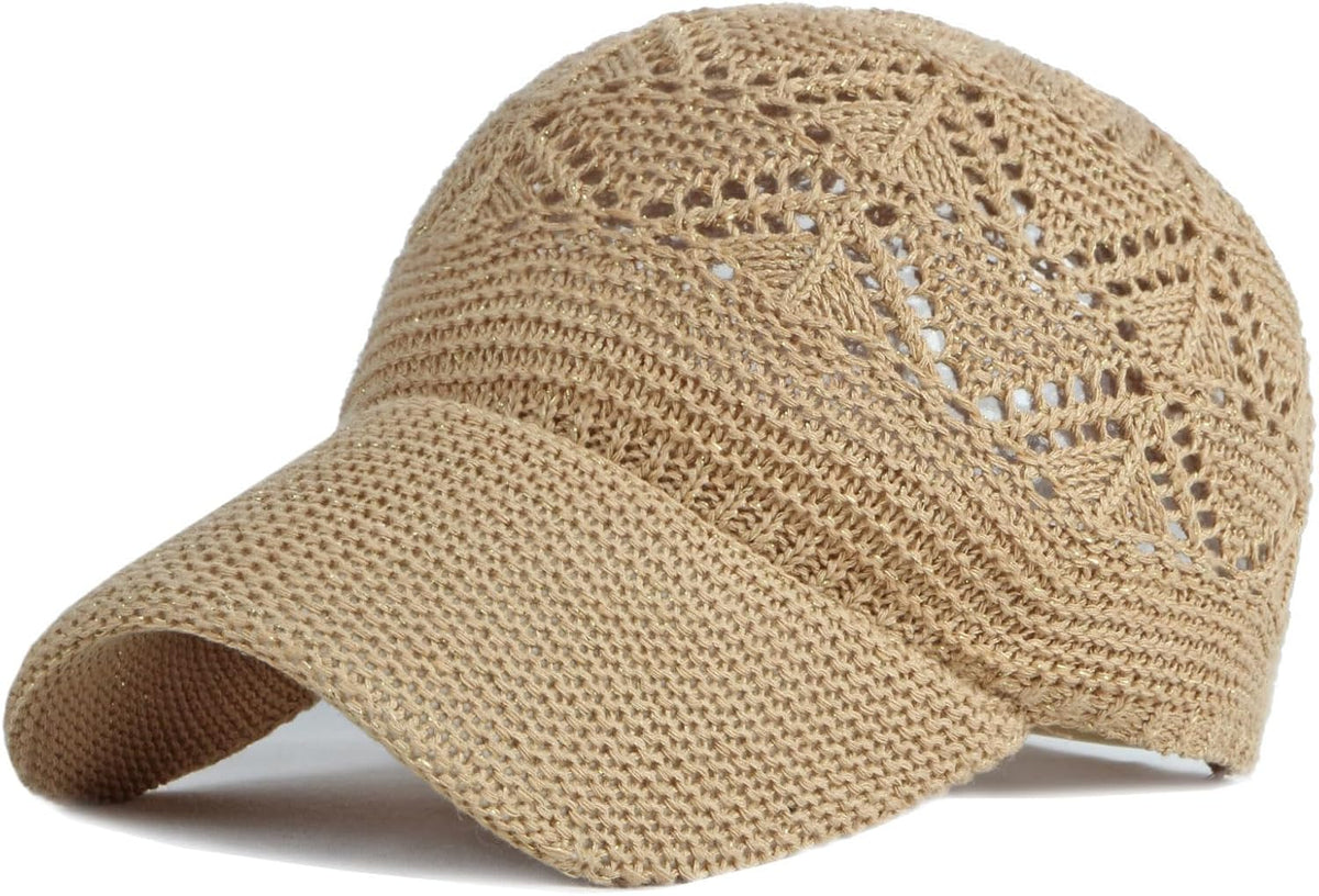 FASHIXD Gorra de béisbol de malla tejida para mujer, de hilo de ver...