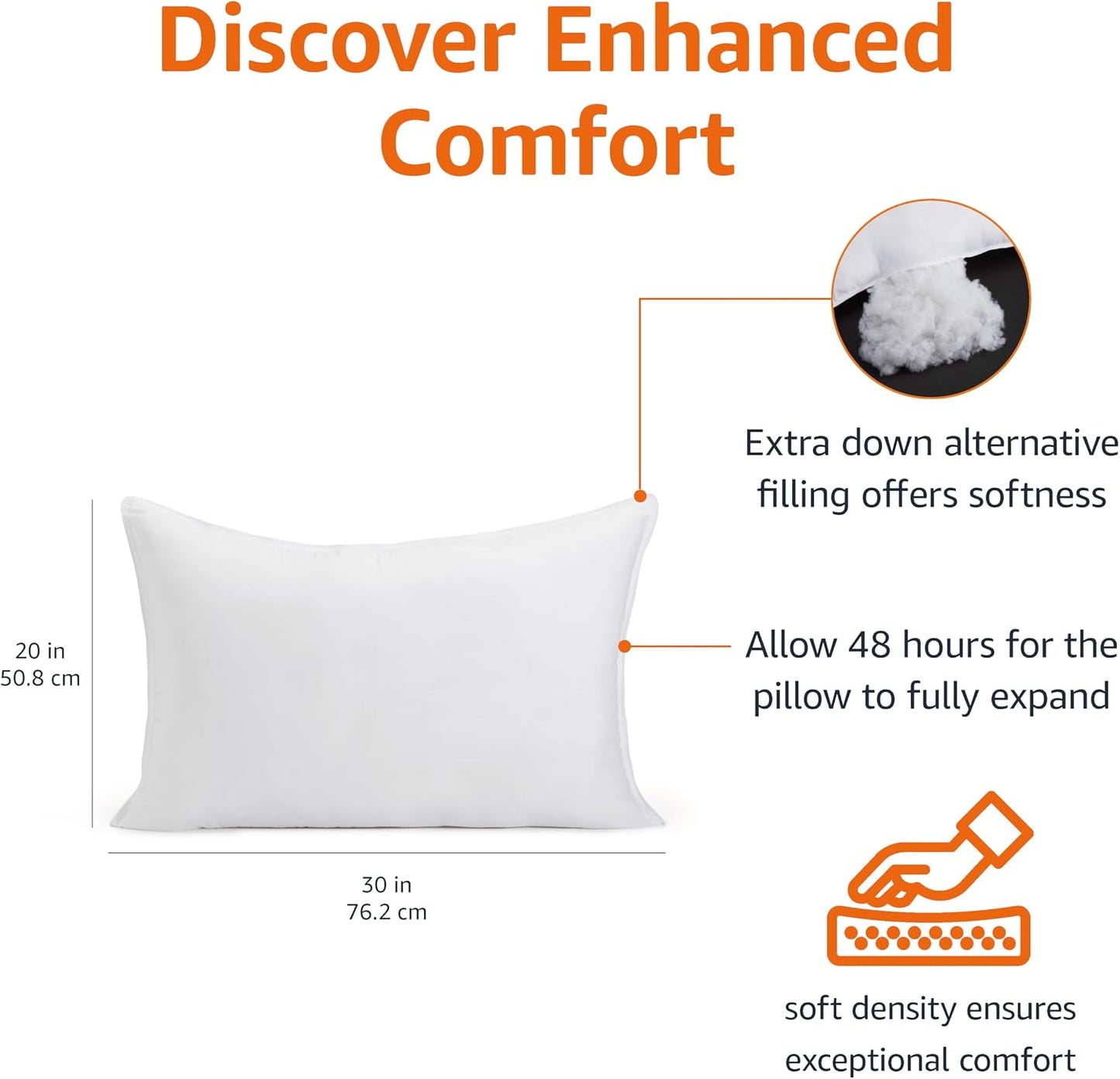 Amazon Basics Almohadas alternativas de plumón, densidad suave para...