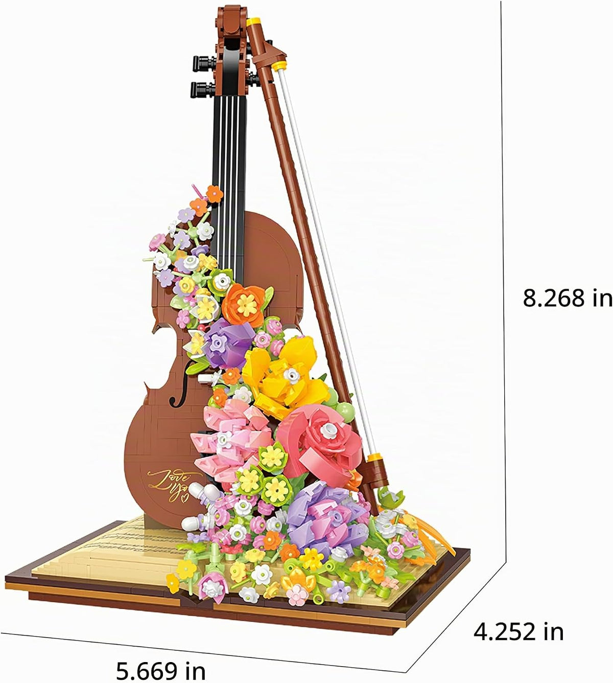 Conlinktion Juego de bloques de construcción de violín de ramo de f...