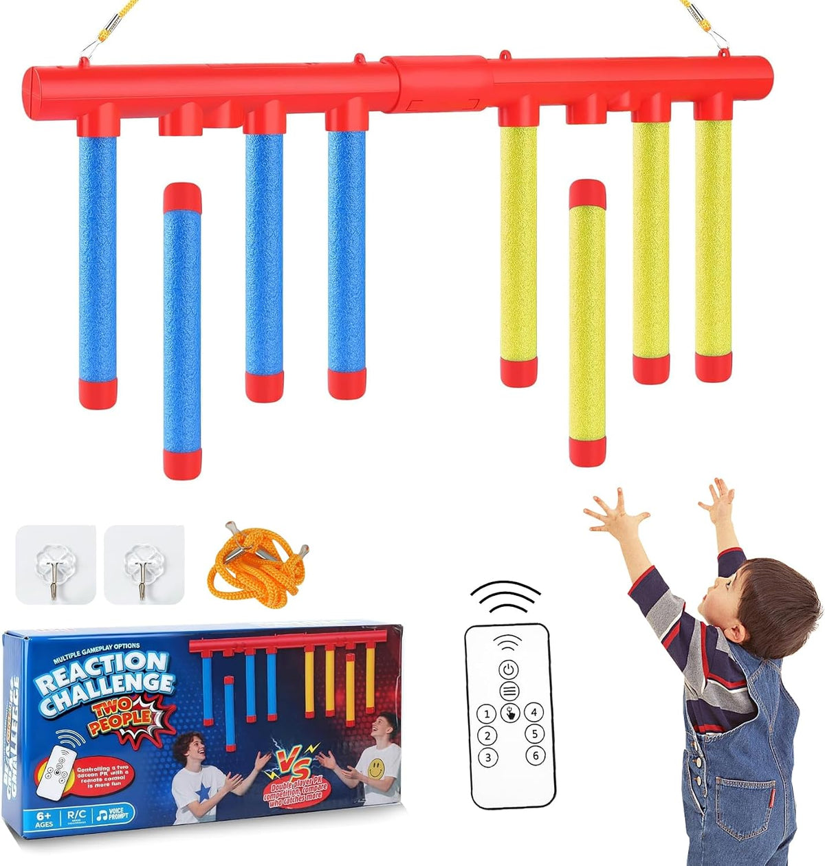 Reflex Drop Sticks Challenge Game - 3 modos de velocidad ajustables...