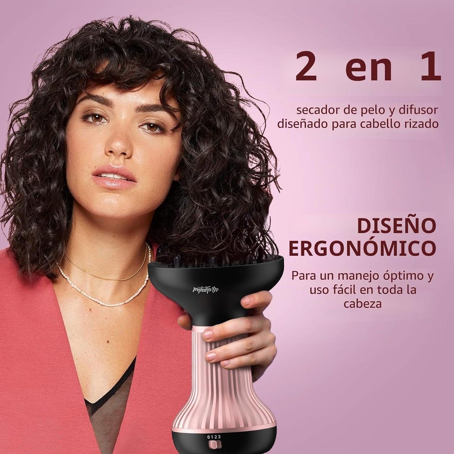 Secador de pelo difusor para cabello rizado, mejora los rizos y dif...
