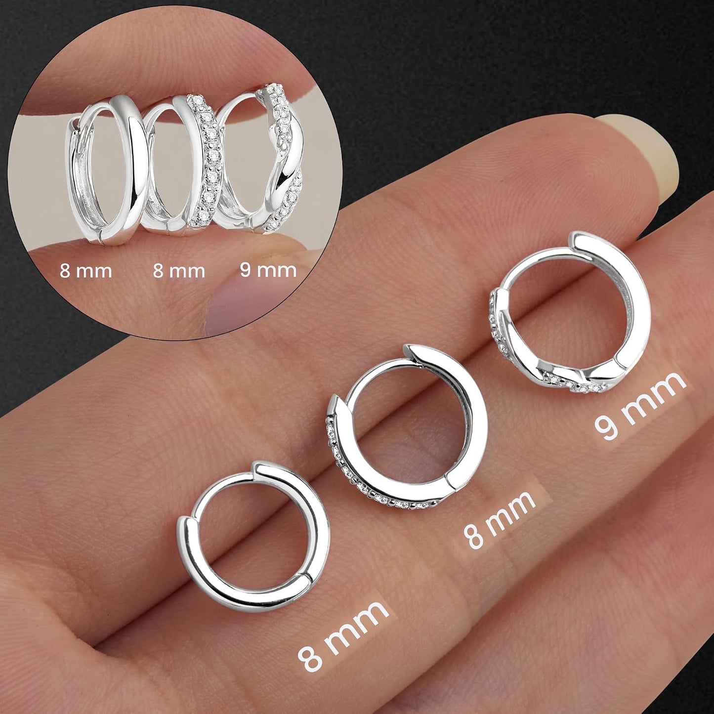 Inerney Juego de Aretes de Aro Abrazadera (Huggie) Dorados para Muj...