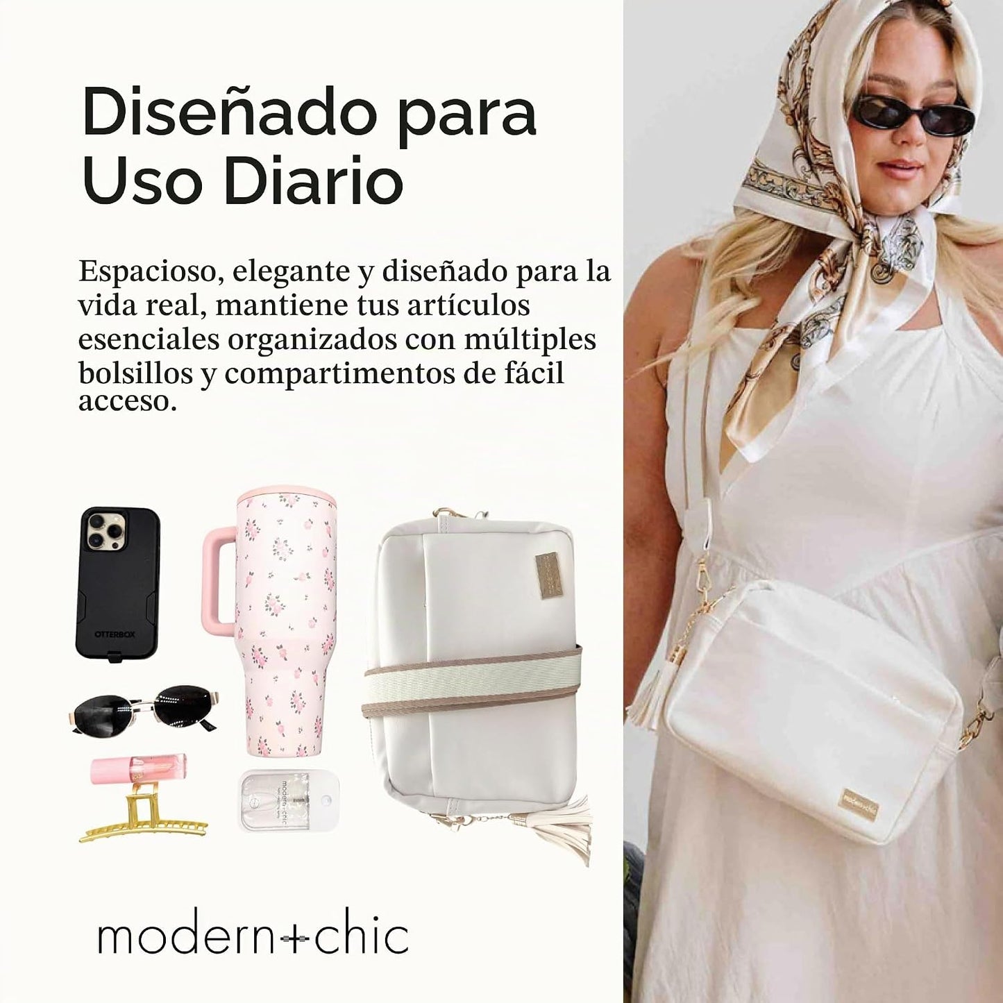 Modern+Chic Bolso cruzado Alice: bolso de cuero vegano con amplios...
