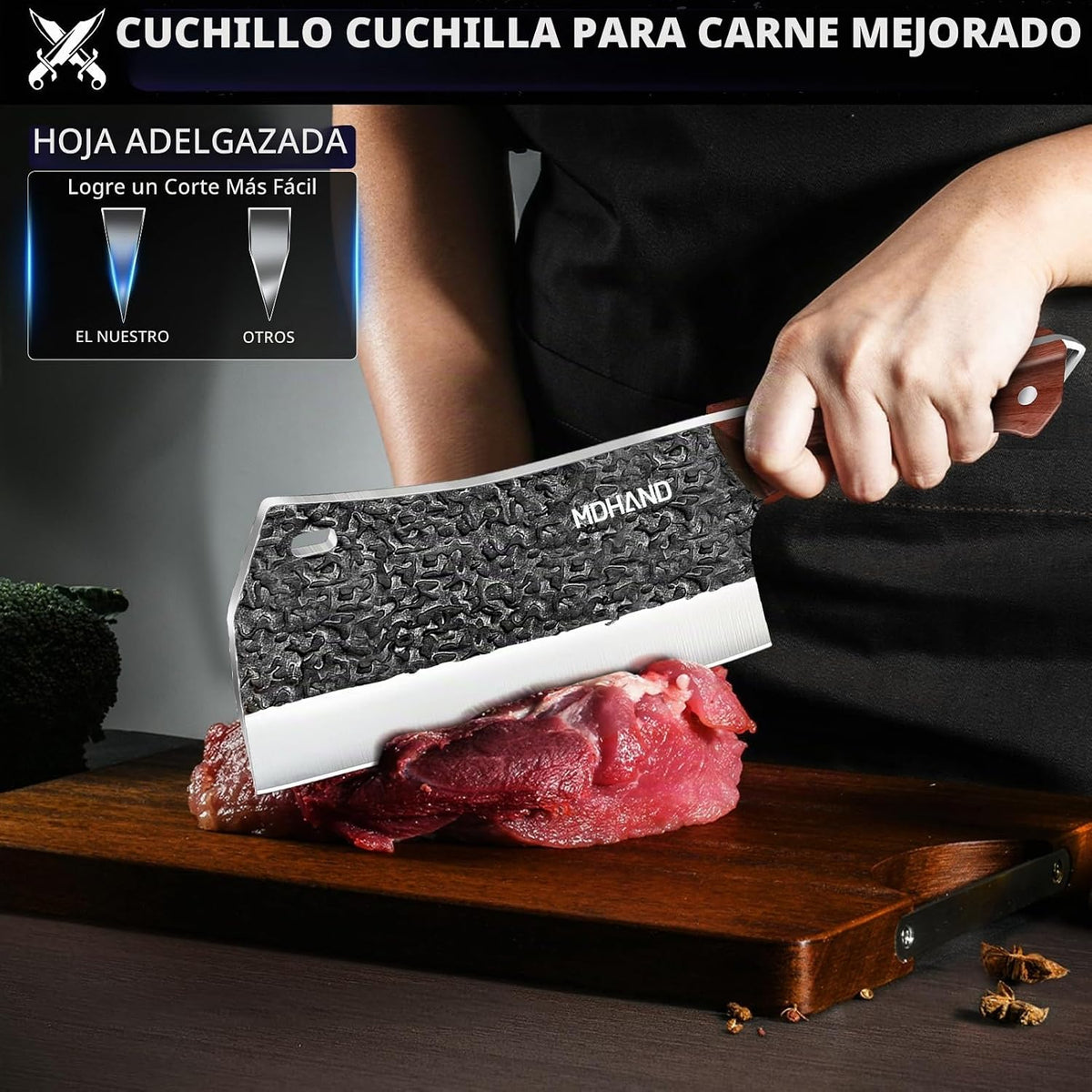 MDHAND - Juego de cuchillos de carnicero, cuchillo de carnicero for...