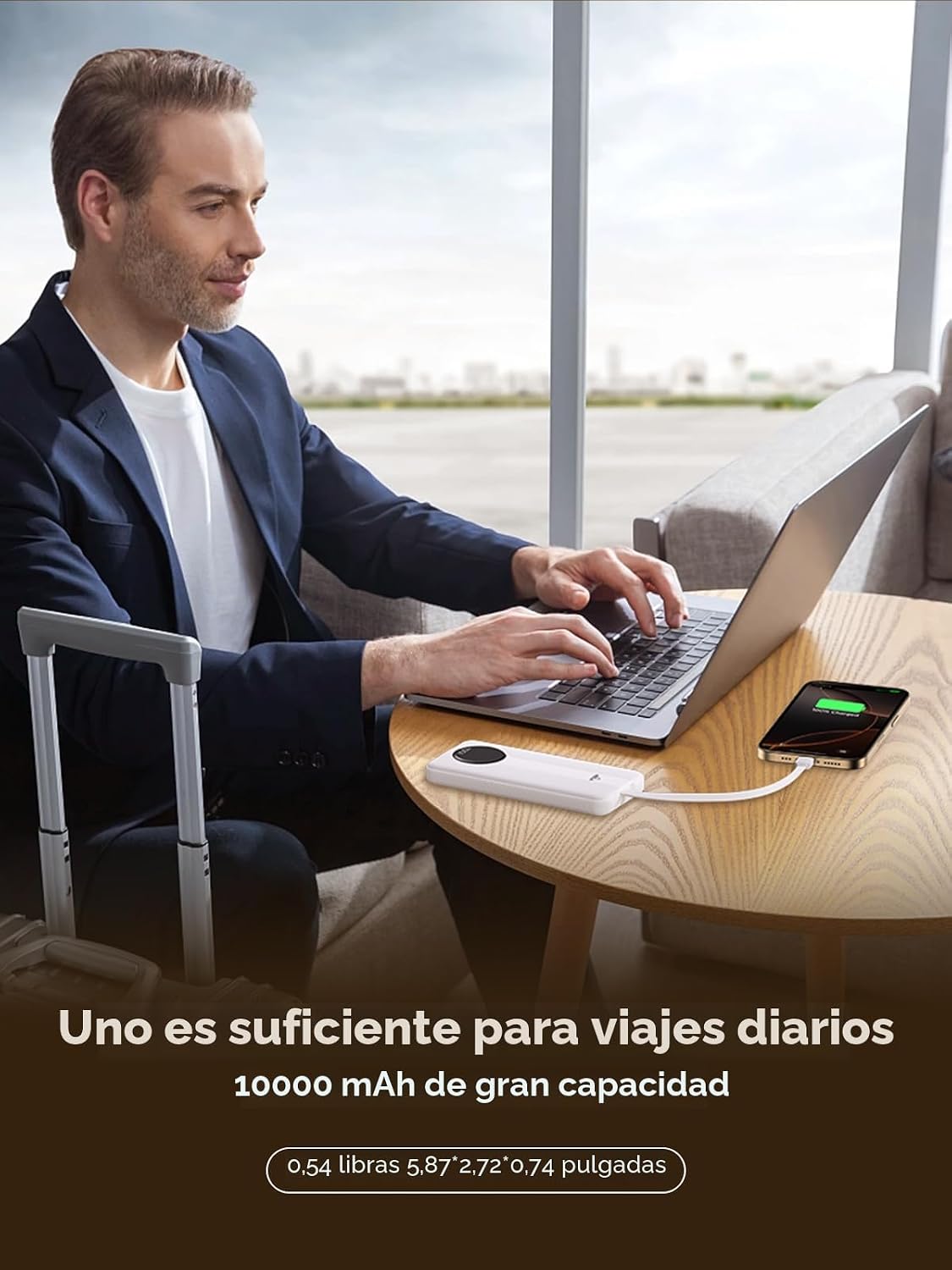 Aioneus Banco de energía, cargador portátil de 10000 mAh con cables...
