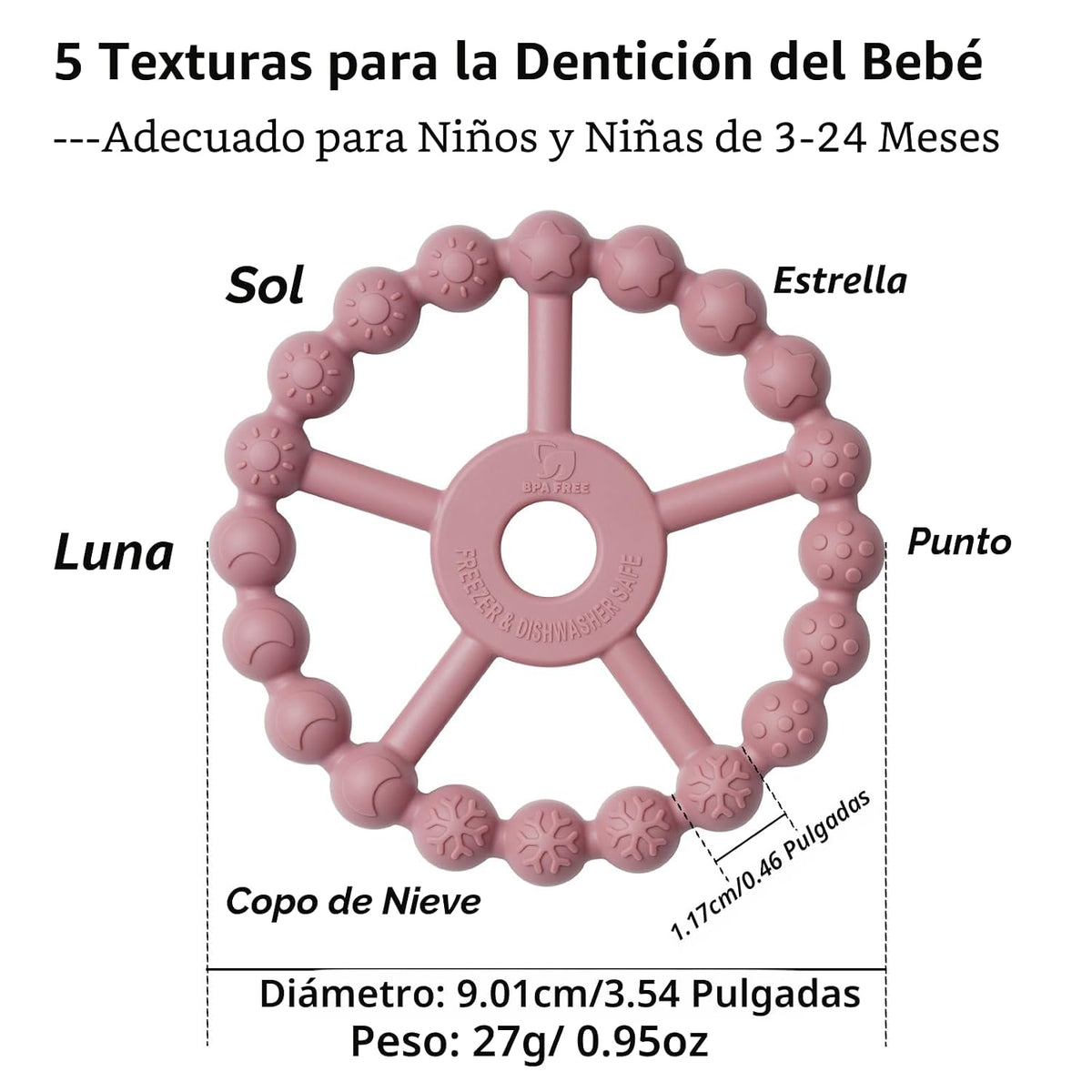 Paquete de 3 mordedores de anillos para bebés, esenciales para bebé...
