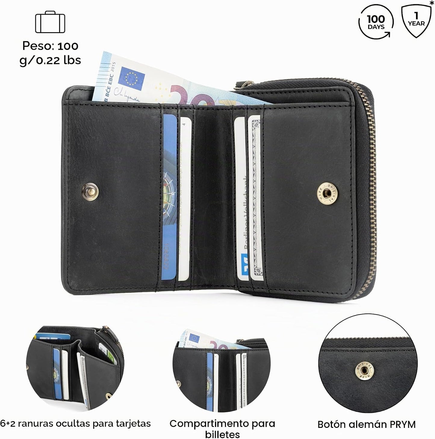 BERLINER BAGS Cartera pequeña de cuero genuino Sara, caja de regalo...
