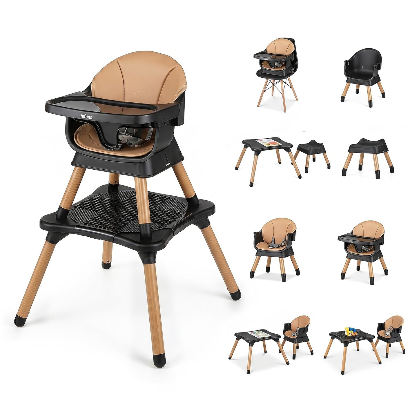 INFANS Silla alta para bebé, silla alta convertible 9 en 1 para beb...