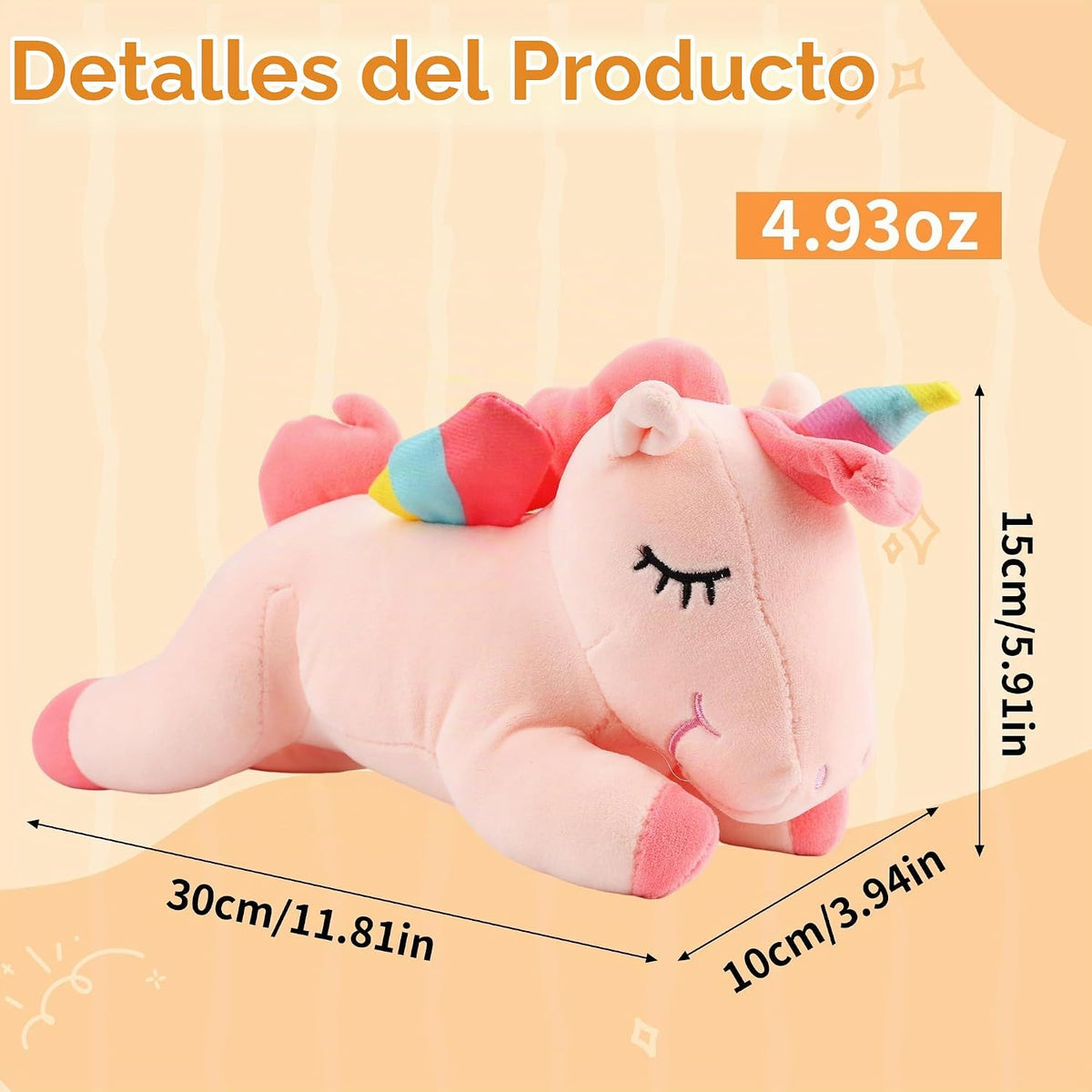Animal de peluche de unicornio durmiente, juguetes de peluche de un...
