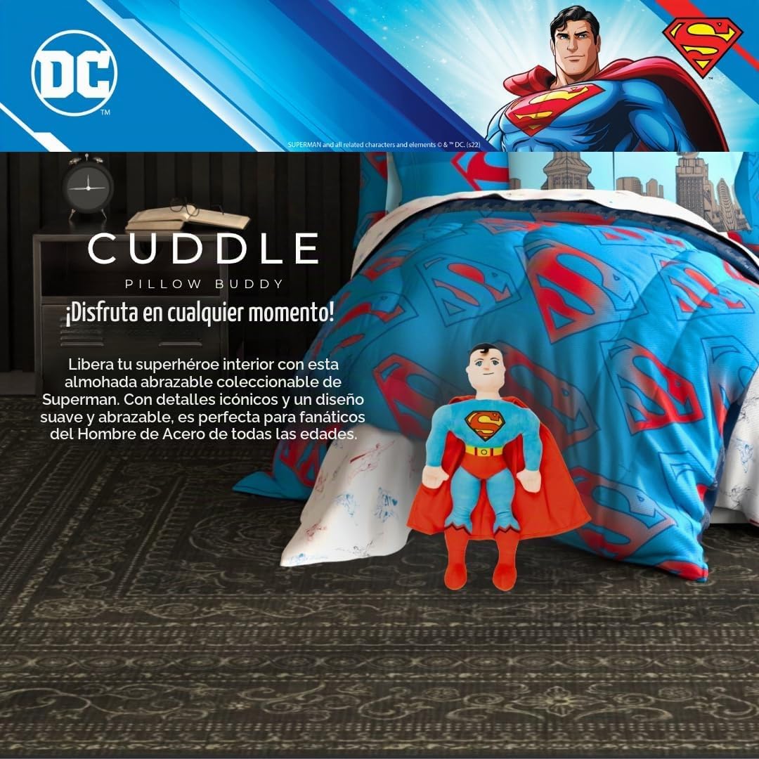 DC Comics Superman Ropa de Cama Almohada de Peluche Super Suave par...