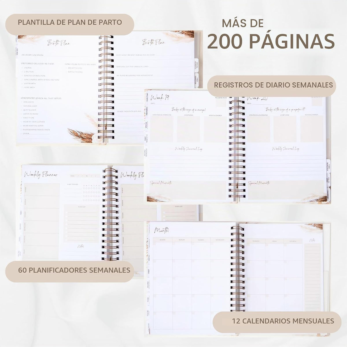 Diario de embarazo para madres primerizas y madres experimentadas,...