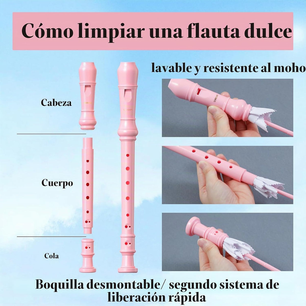 SDREAM Flauta dulce soprano para niños y adultos - Flauta grabadora...