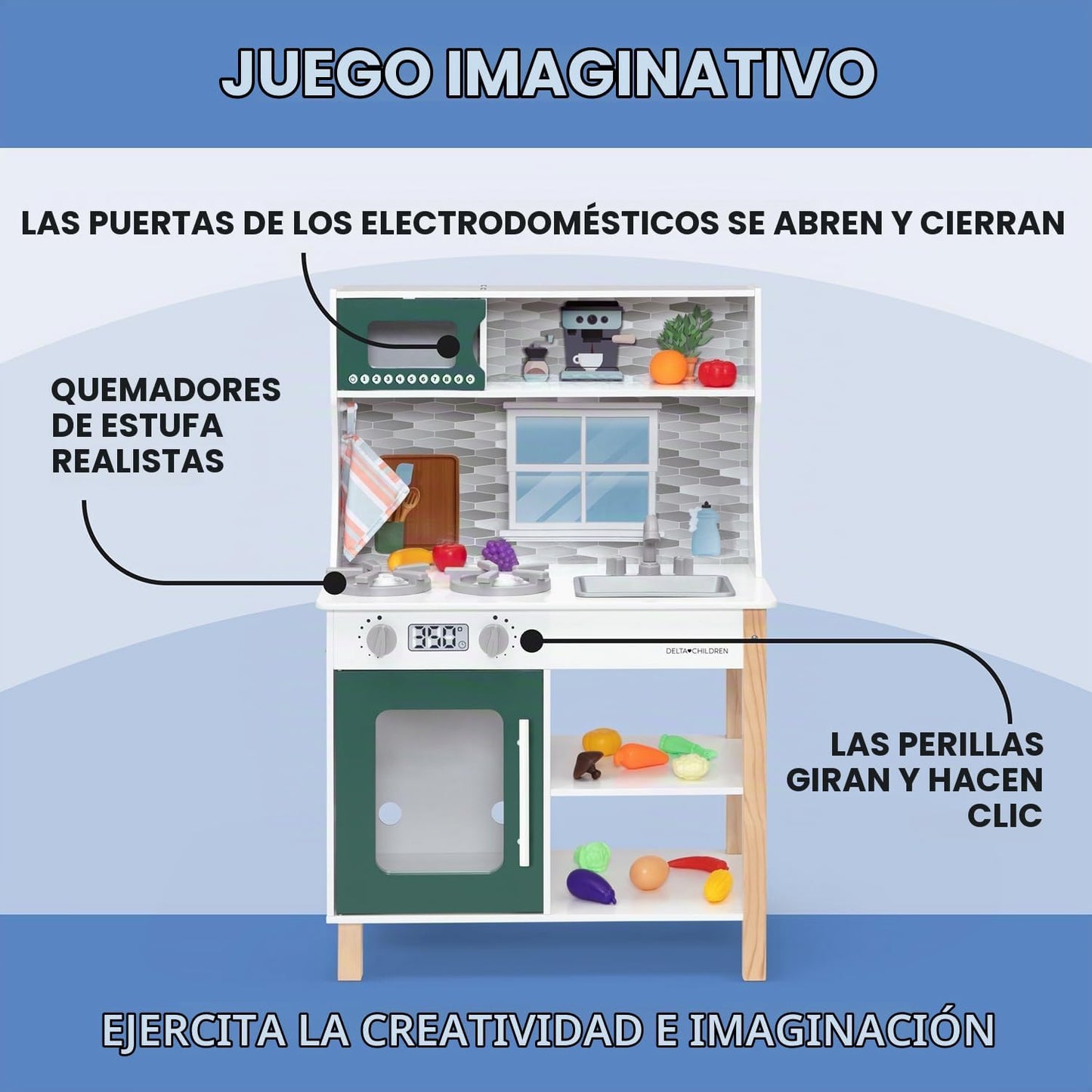 Delta Children Tiny Chef Play Kitchen - Juego de cocina de juguete...