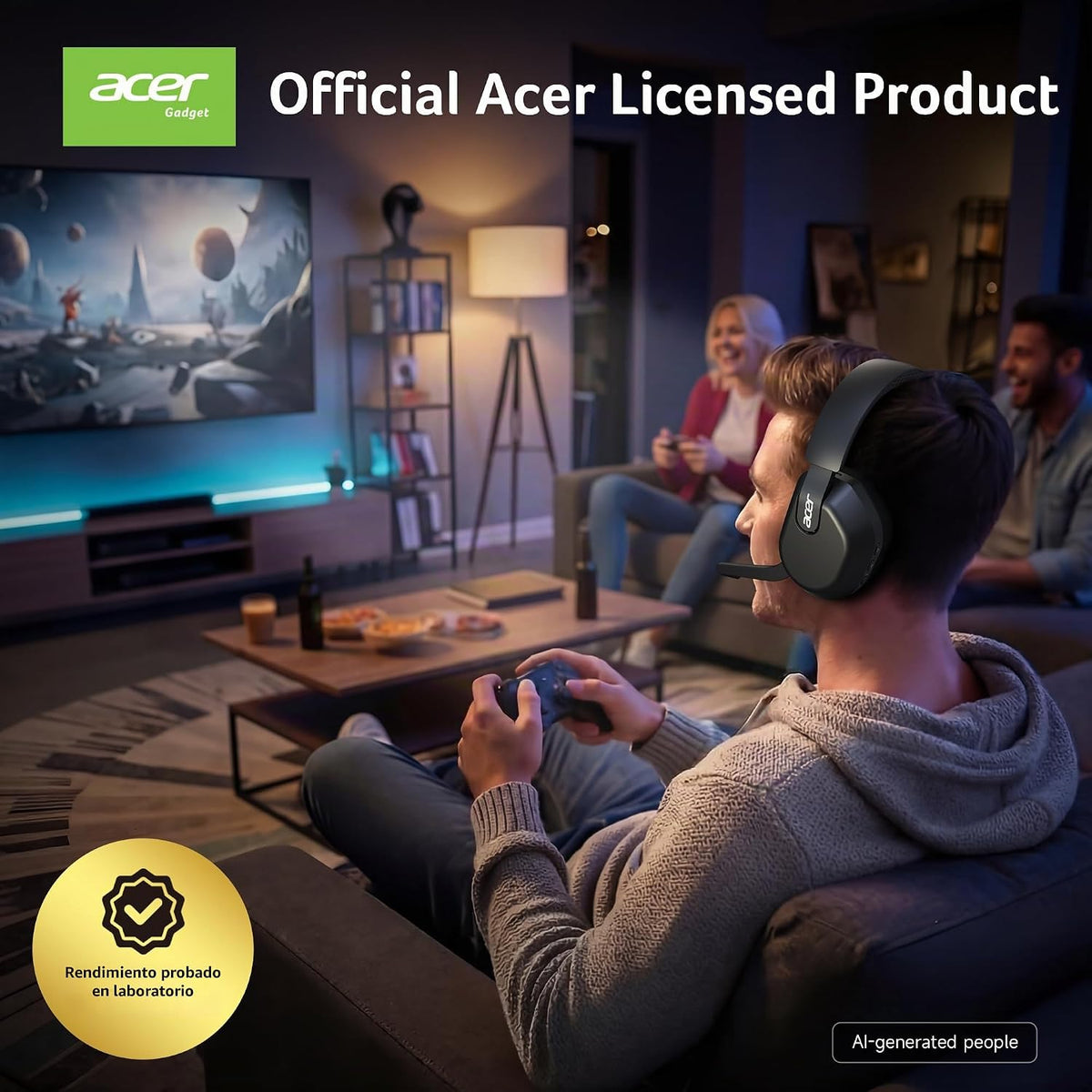 Auriculares inalámbricos para juegos Acer para PS5, PC, micrófono a...