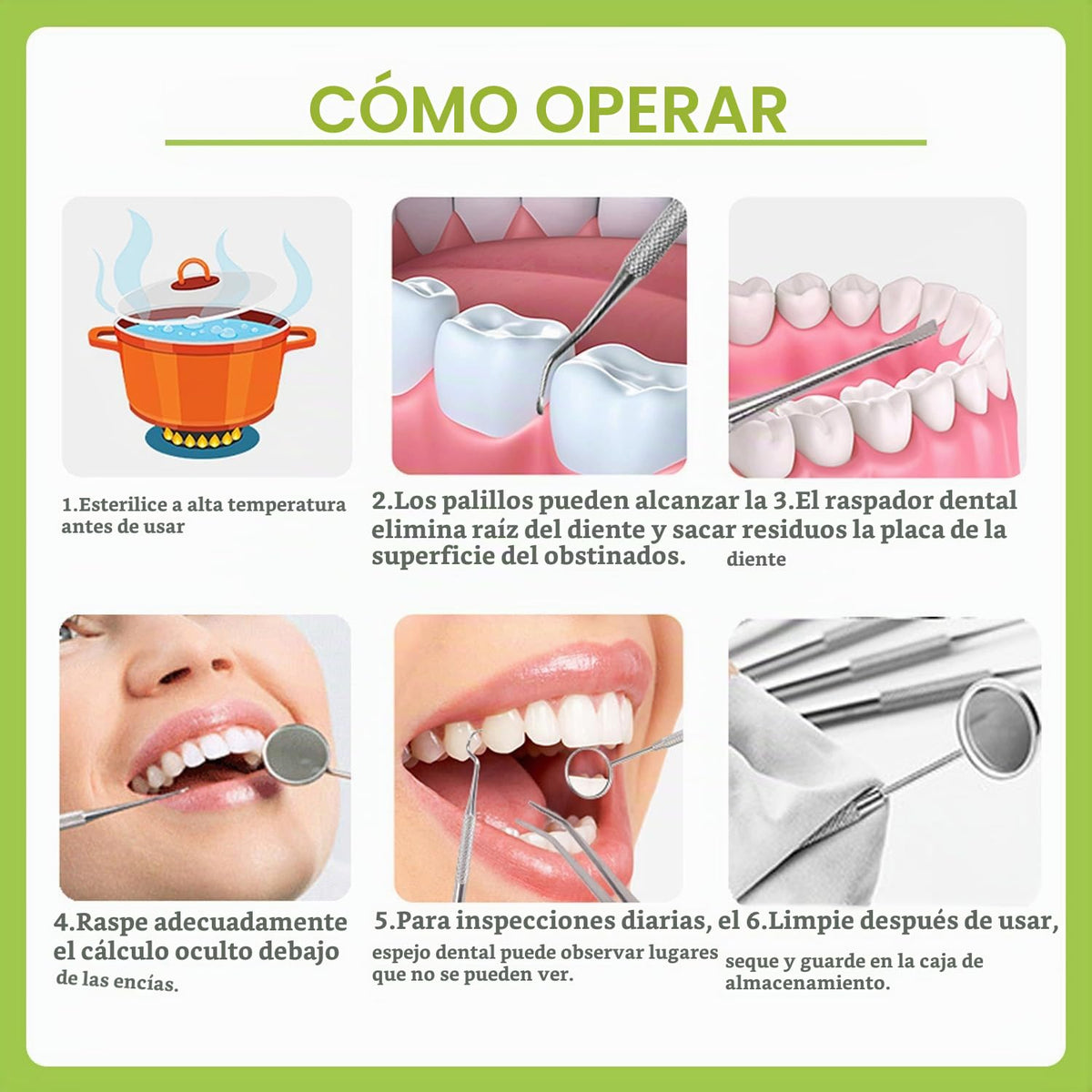 PARYUNGR Paquete de 7 herramientas dentales, kit de higiene de limp...