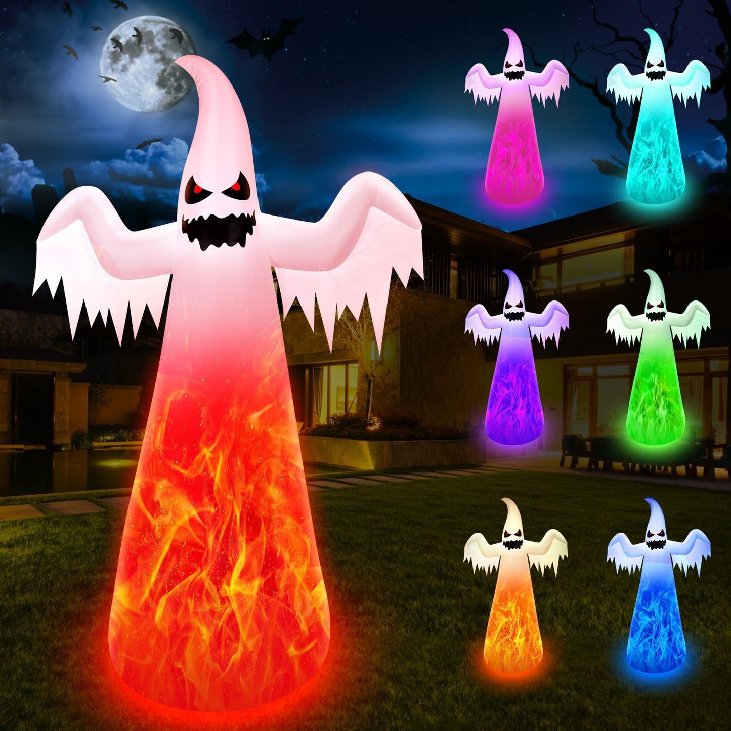 Fantasma inflable gigante de Halloween de 12 pies con luces LED de...