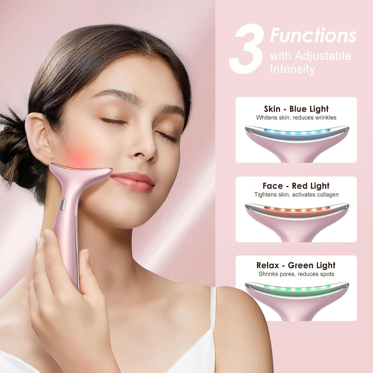 RNAIX Masajeador facial y de ojos, cabezales de masaje duales, temp...