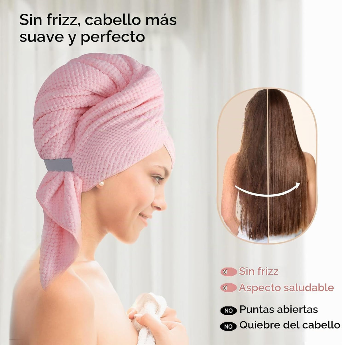 Netcken Paquete de 2 Toallas Grandes de Microfibra para el Cabello...