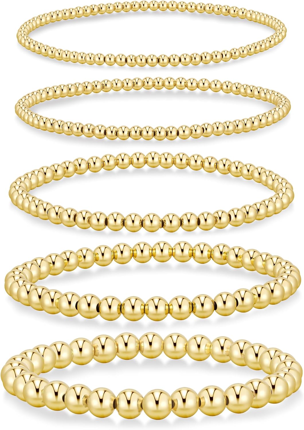 Yoosteel Juego de pulseras de cuentas de oro para mujeres, adolesce...