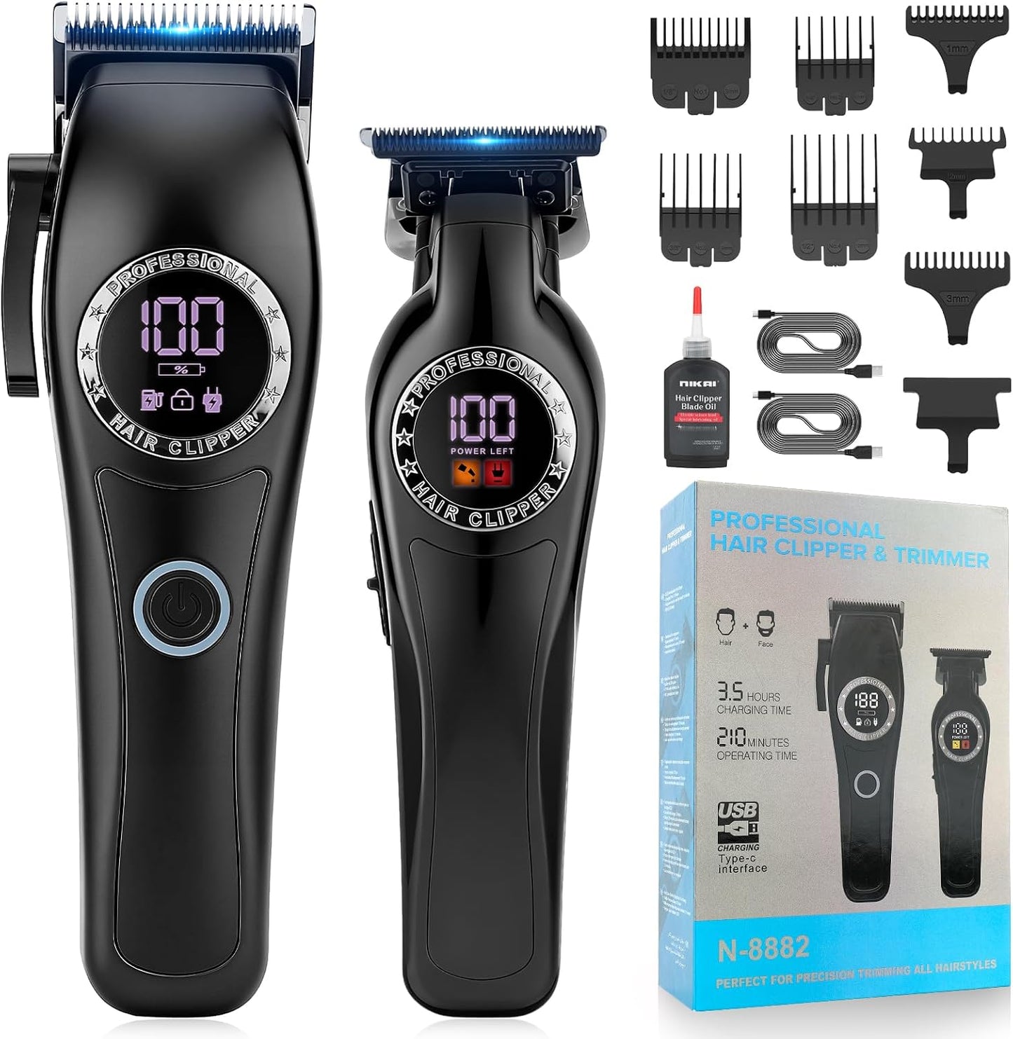 Qreeyx Cortadora de pelo profesional para hombres, juego de cortado...