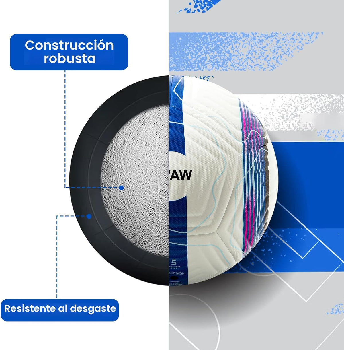 Balón de fútbol oficial de partido ZWAW tamaño 5 \u2013 de cuero PU...
