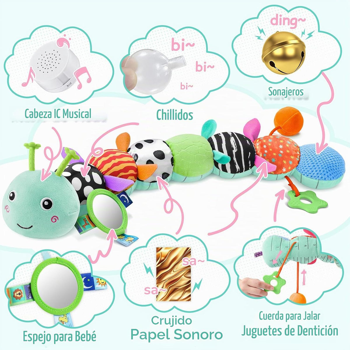 Juguetes para Bebés Sensoriales Musicales de Animales de Peluche pa...