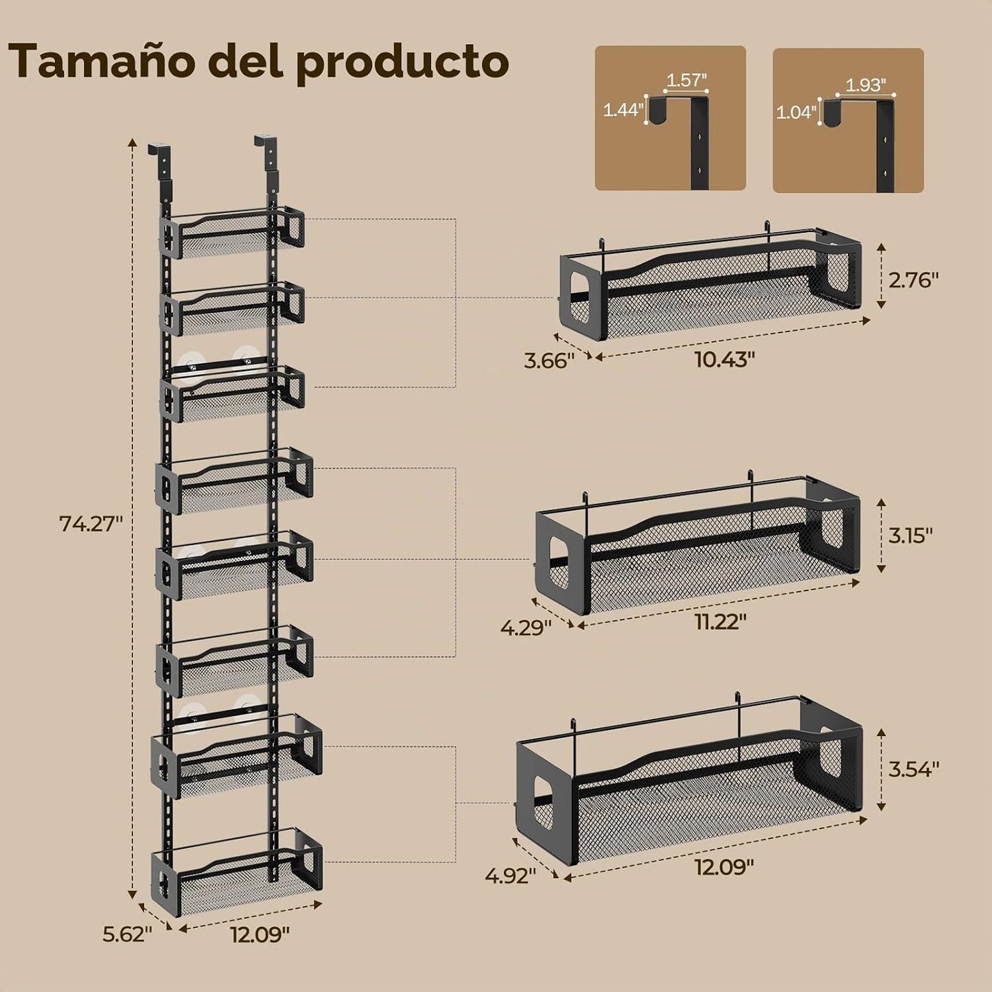 Delamu Organizador de despensa de 8 niveles sobre la puerta, 2 en 1...